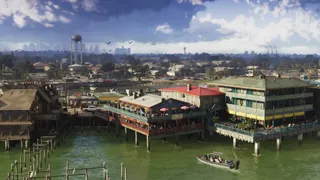 Grassrivers, official still: A town on stilts over the water