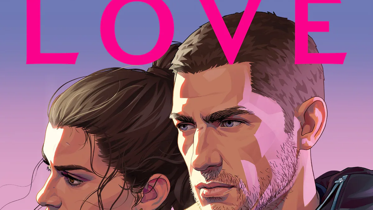 LOVE Issue 27 places Lucia behind Jason with her arm over his shoulder beneath the LOVE masthead and the lines AMERICA’S MOST WANTED and GRAND THEFT AUTO VI.