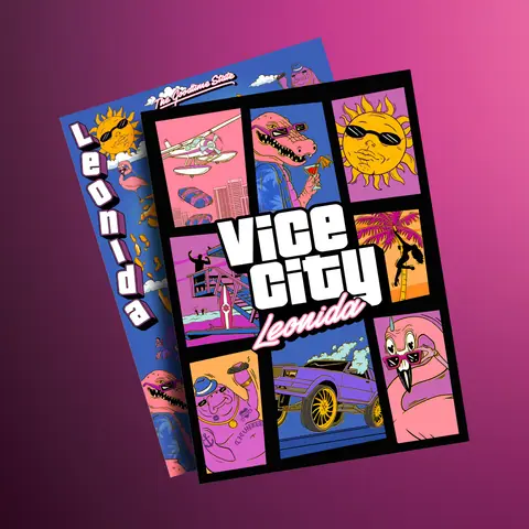 The souvenir poster’s illustrated front. Its back carries the full map of Leonida, which Rockstar has not pictured yet.